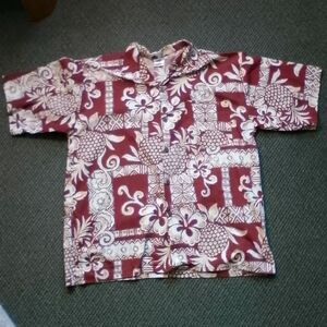 Mandy Shirt Mens Large Red Floral Short Sleeve Button Front Casual Hawaiian